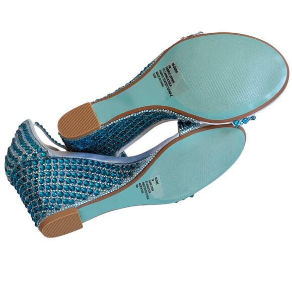NEW Betsey Johnson SB Debie Blue Rhinestone PUMP SANDAL Womens 7 SHOES Bling NIB - Picture 8 of 14